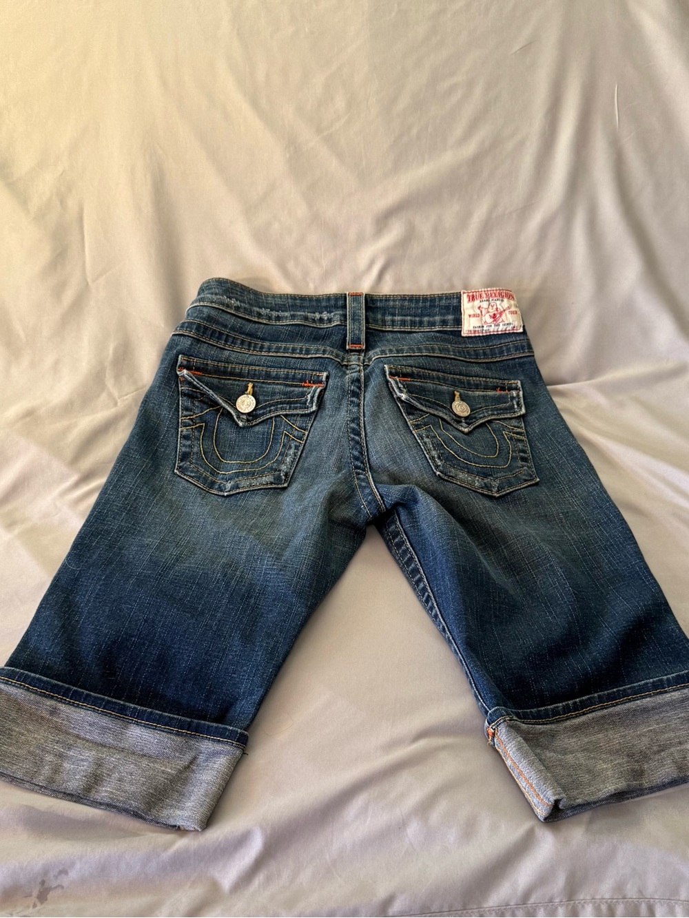 True Religion Medium Blue Denim Bermuda Shorts